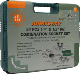 Набор торцевых головок 1/4"DR 4-14 мм и 1/2"DR 10-32 мм 94 предмета Jonnesway S04H52494S