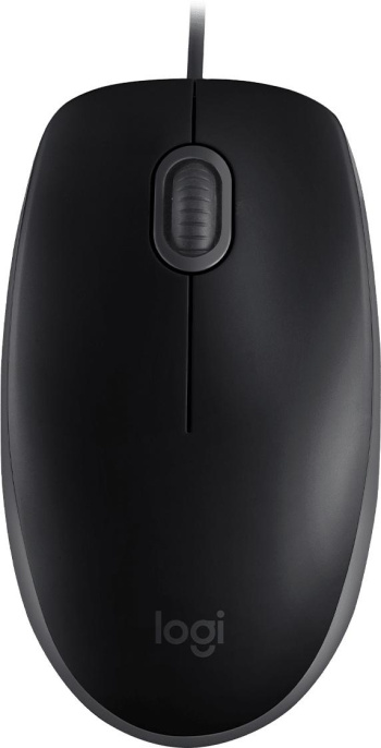 Мышь проводная Logitech M110 Silent, оптическая, USB, 1000dpi, черный и серый [910-005502]