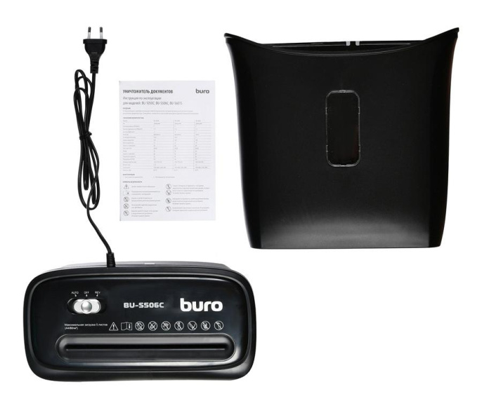 Уничтожитель бумаг Buro Home BU-S506C,  P-4,  4х36 мм, 5 лист. одновременно, 12л