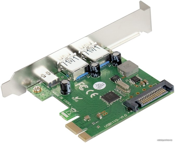 Контроллер ExeGate EXE-323 (PCI-E x1 v2.0, 2*USB3.0 ext. + 1*Type-C, разъем доп.питания, VIA Labs Chipset VL805) EX283719RUS