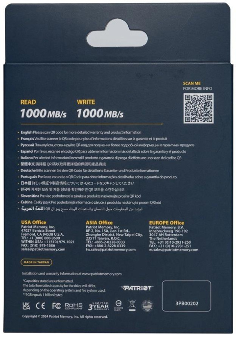 Накопитель SSD Patriot USB-C 512GB PTPL512GPEC Lite Transporter красный