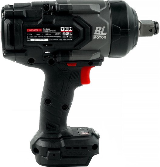 Гайковерт TEH LW1500N-1B (мах крутящий момент: 1500 нм, 3 режима работы, патрон: 3/4 дюйма с отверстием и фрикционным кольцом,комплектация: акб 6ач, зу, кейс)