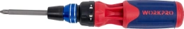 Отвертка WorkPro WP221063 с трещоткой, конструкция с автоматической блокировкой и храповым механизмом быстрой загрузки, 6шт 1/4 дюйма двухсторонние биты S2 из стали с шестигранным хвостовиком