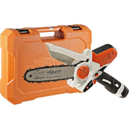Пила цепная аккумуляторная БЕЗМАСЛЯНАЯ Sturm!, 16В, шина 15 см, 2х2.0 Ач, ЗУ, кейс [CSC1804]