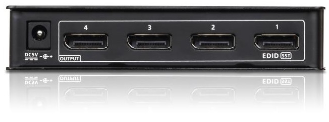 Разветвитель, электрон. ATEN VS194-AT-G, DisplayPort, 1 4 устройства, 15 метр., F, без шнуров, Б.П. 220 5.3V, до 4096x2160/3840x2160 60Hz;HDCP 1.3; DisplayPort 1.2a; ATEN/VANCRYST VS19