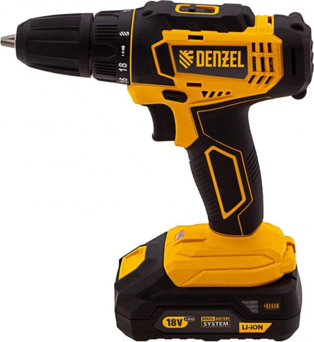 Дрель-шуруповерт Denzel CDL-18-02BM 1200Вт аккум. патрон:быстрозажимной кейс в комплекте 26116