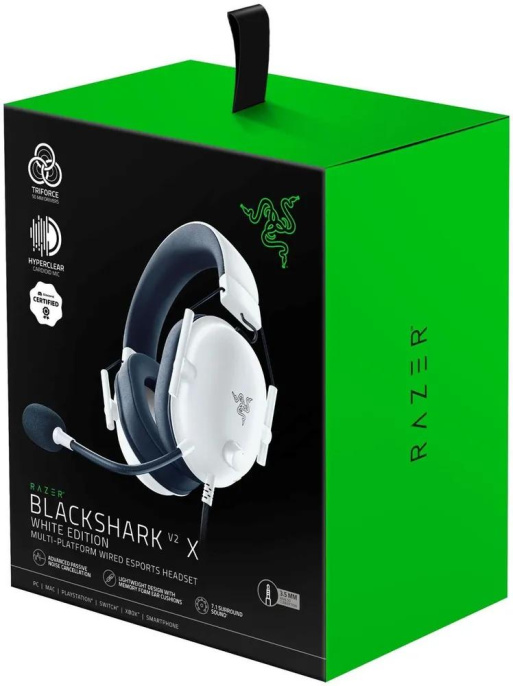 Гарнитура игровая Razer Blackshark V2 X, для компьютера, мониторные, проводные, белый / черный [rz04-03240700-r3m1]