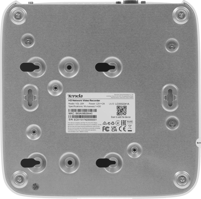 Видеорегистратор NVR сетевой TENDA NVR N3L-16H