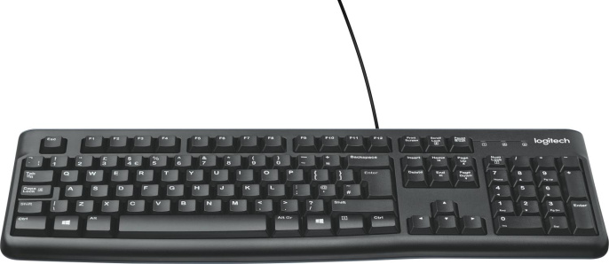 Клавиатура Logitech K120 for Business |920-002522| черная, офисная, 104 клавиши, защита от воды, USB 1,5м, brown box, 021419