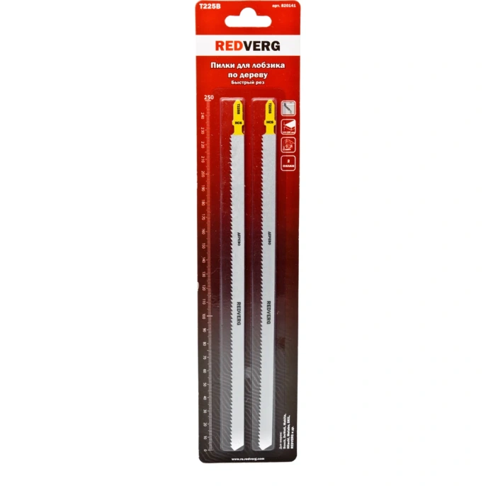 Пилка для лобзика по дереву, ДСП Т225В быстрый рез, HCS, 2 шт. REDVERG 6623543 (820141 6623543)