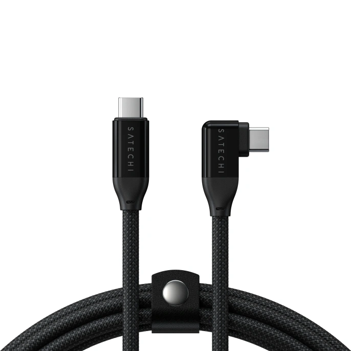Кабель угловой вправо Satechi Right Angle 240W PD USB-C to USB-C Cable. Длина: 1м. Цвет: черный (AP-YCR100K)