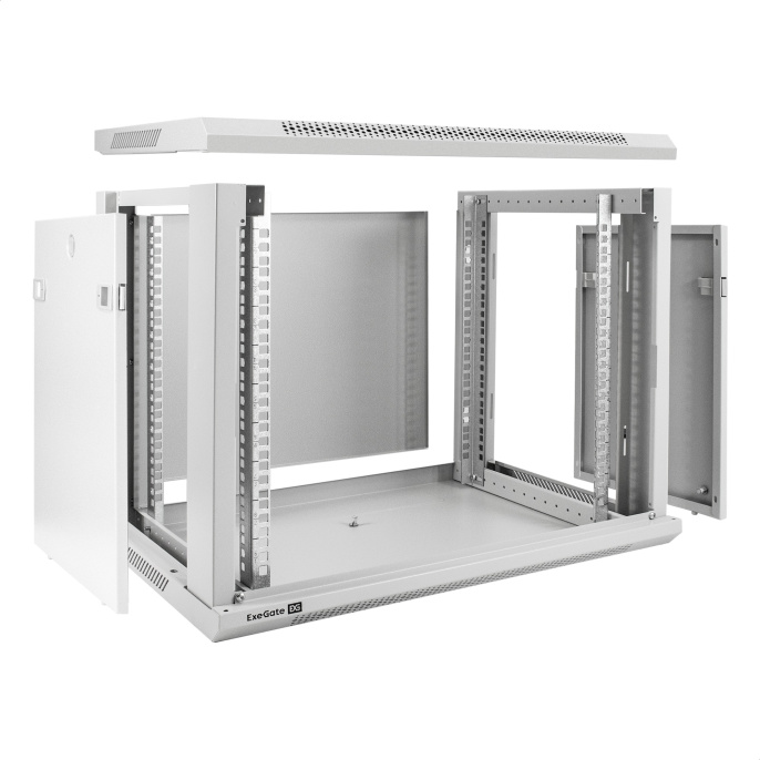Шкаф телекоммуникационный 19" настенный 9U ExeGate EC-WM-9U.450.G.GREY (19”, 9U, 600x450x500mm (ШхГхВ), передняя дверь закаленное стекло, съемные боковые панели, пыле- и влагозащита IP23, светло-серый RAL 7035) EX298601RUS