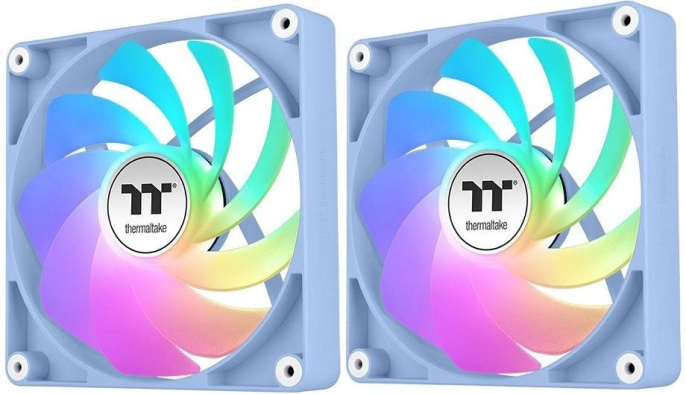 Вентилятор Thermaltake CT120 Sync Hydrangea Reverse, 2шт, 120мм, 4-pin, 2000об/мин, 31.2 дБ, ARGB, голубой, Ret [cl-f200-pl12bu-a]