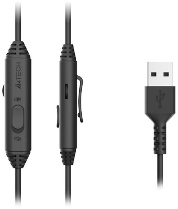 Наушники с микрофоном A4Tech Fstyler FH100U Stone Black (USB,шнур 2м, с регулятором громкости)