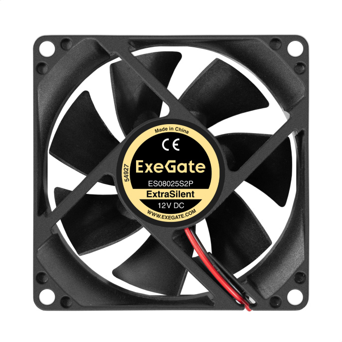 Вентилятор 12В DC ExeGate ExtraSilent ES08025S2P (80x80x25 мм, Sleeve bearing (подшипник скольжения), 2pin, 1900RPM, 20dBA) EX299875RUS