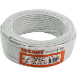 Rexant 01-0043-25 Кабель витая пара U/UTP, CAT 5e, PVC, 4PR, 24AWG, INDOOR, SOLID, серый, 25м,