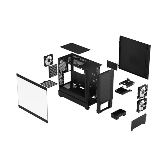 Корпус Case Fractal Design Pop Air RGB TG Clear Tint, Midi-Tower, 3x120mm RGB, 2xUSB-A 3.2 ATX, mATX, mITX Black FD-C-POR1A-06