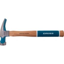 Молоток-гвоздодер GROSS 560 г, угол 75, магнит, обрезиненная рукоятка american hickory 10419