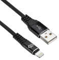 Кабель Digma Lightning m - USB m , 2м, 2A, черный [light-2m-braided-blk]