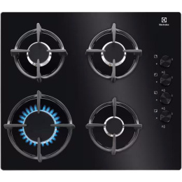 Газовая варочная панель Electrolux KGG6407K, 4 конфорки, закаленное стекло, черный
