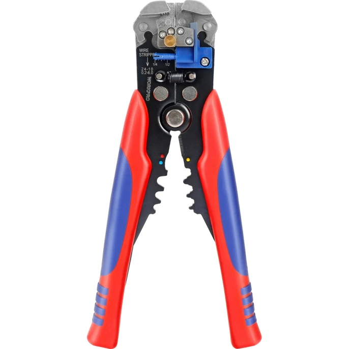 Стриппер WorkPro WP291007 (саморегулирующийся, подходит для медных и алюминиевых кабелей диаметром 10-24 AWG, встроенные щипцы для обжима: 22-10 AWG изолированные клеммы, 12-10 AWG неизолированные клеммы, 16-14 AWG неизолированные клеммы, 22-18AWG неизоли