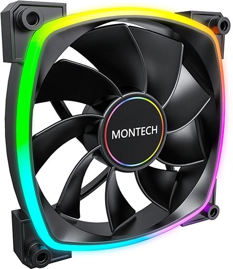 Вентилятор MONTECH RX140 Reverse, 140мм, 4-pin, 1600об/мин, 27.9 дБ, ARGB, черный, Ret [rx140 pwm black]