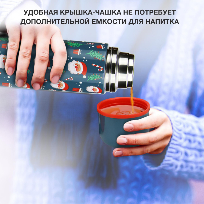 Термос StarWind 12-1000, 1л, зеленый/ рисунок