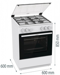 Плита Газовая Gorenje GG6A11WF белый стеклянная крышка реш.чугун