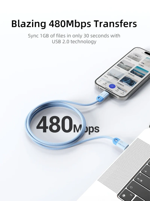 Кабель USB-C CABLETIME CUP0H (CT-CM100-PBL1) синий 1 м для смартфонов, планшетов