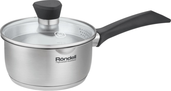 Ковш Rondell Strike Grey Ultra RDS-1946, 1.3л, с крышкой, стальной