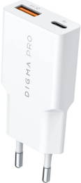 Сетевое зар./устр. Digma Pro DPW3A 30W 3A PD+QC USB-C/USB-A универсальное белый DPW3A3GX11WH