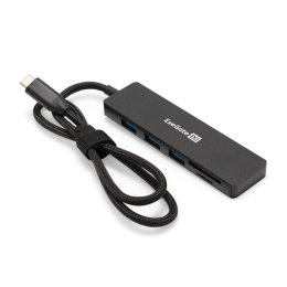 Док-станция с картридером 4-в-1 ExeGate DUB-2213C/CR (кабель-адаптер USB Type-C --> 2xUSB2.0+ 1xUSB3.0+Card Reader, Plug&Play, корпус алюминиевый, черный) EX297632RUS