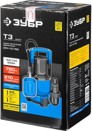 Насос дренажный Зубр Профессионал НПЧ-Т3-750,  центробежный, погружной, 12600л/ч