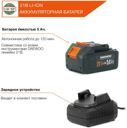 Строительный пылесос Daewoo DAVC 1621Li SET 200Вт уборка: сухая/сбор воды/выдув оранжевый
