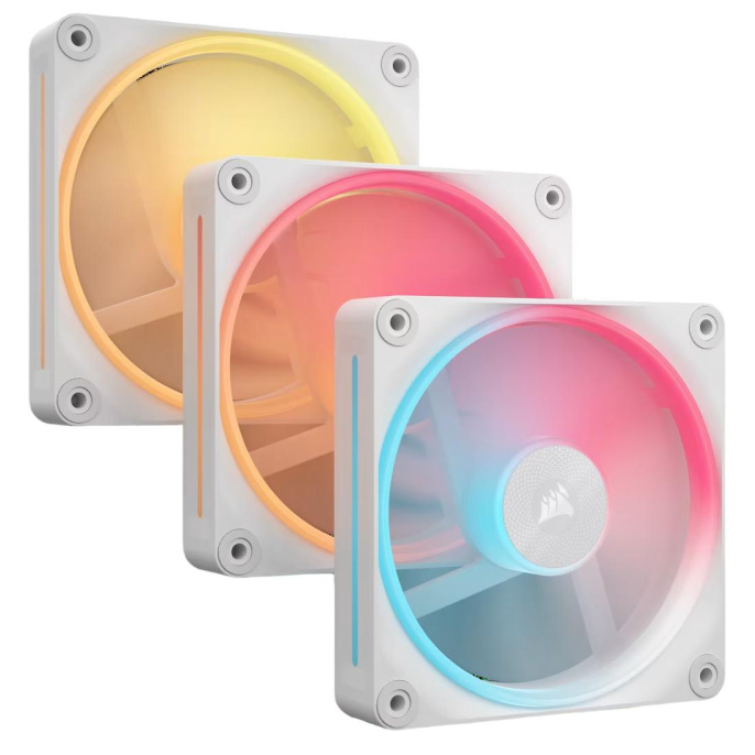 Кулер для корпуса Case Cooler Corsair iCUE LINK LX120-R RGB Reverse 120x120x25mm, 4-pin PWM, RGB, 66.7CFM, 37.7dBA, 2400RPM, White, 3pcs CO-9051054-WW