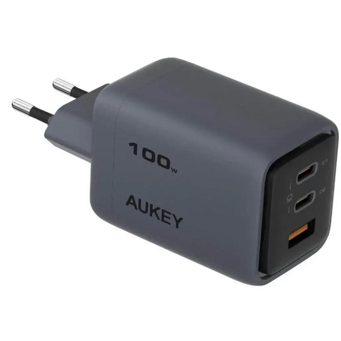 Сетевое зарядное устройство AUKEY PA-C5G, USB-A, 2xUSB-C, USB-C, 100Вт, 5A, серый [awc-pa-c5g]