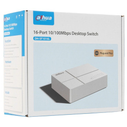 DAHUA DH-SF1016L16-портовый неуправляемый коммутатор 16 RJ45 10/100 Мбит/с;: 3.2 Гбит/с