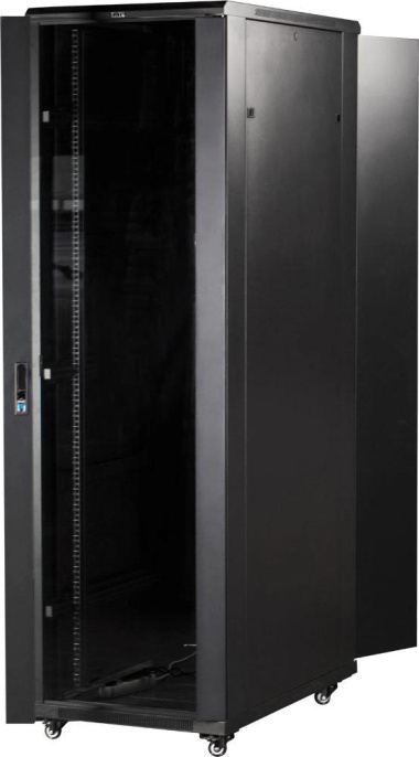 Шкаф серверный Lanmaster TWT-CBB-32U-6X10-G1 напольный 32U 600x1000мм пер.дв.стекл задн.дв.двуст. 2 бок.пан. 800кг черный