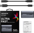 500ГБ Внешний диск SSD A-Data SE880, USB-C, запись - 2000МБ/с, чтение - 2000МБ/с, серый [aeli-se880-500gcgy]