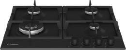 Газовая варочная панель Indesit THPM 642 WS/BL/I, 4 конфорки, металл, черный