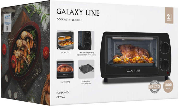 Мини-печь Galaxy Line GL 2626 10л. 1000Вт черный
