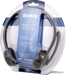 Наушники Sven AP-151MV Black SV-015312 20 Гц - 20 кГц, 105 дБ, разъем 3,5 мм 4 pin для подключения к ПК, регулятор уровня громкости на кабеле
