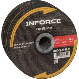 Диск отрезной по металлу OptiLine (125x1.0x22.2 мм) упаковка 20шт Inforce INB12510-20