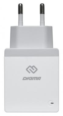 Сетевое зарядное устройство Digma DGWC-2U-3A-WG, 2xUSB-A, 15.5Вт, 3.1A, белый