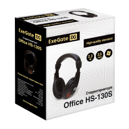 Полноразмерные наушники с микрофоном (гарнитура) ExeGate Office HS-130S (регулировка оголовья, 2x3.5мм, динамик 40мм, 20-20000Гц, длина кабеля 2.2м, регулировка громкости) EX295315RUS