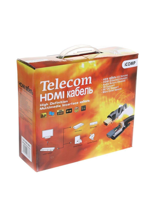 Кабель Кабель HDMI-19M --- HDMI-19M ver 2.0+3D/Ethernet,2 фильтра 20m Telecom TCG200F-20M