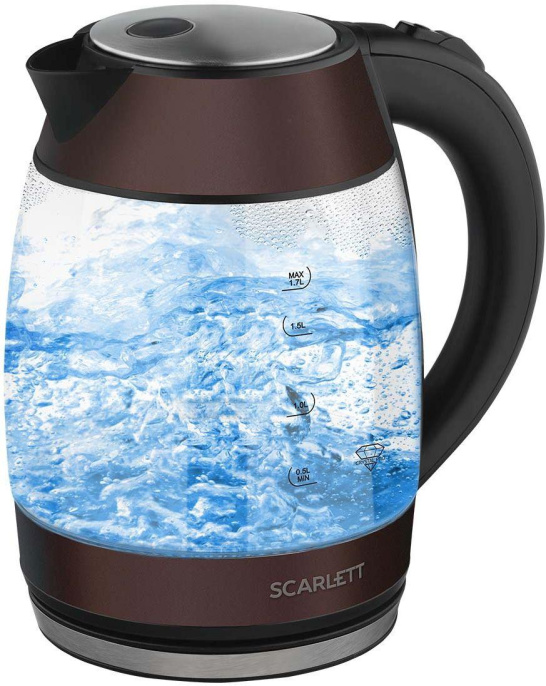 Чайник электрический Scarlett SC-EK27G100, 2200Вт, коричневый и черный