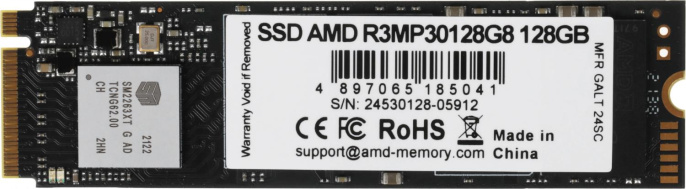 SSD накопитель AMD Radeon R3MP30128G8 128ГБ, M.2 2280, PCIe 3.0 x4, NVMe, M.2