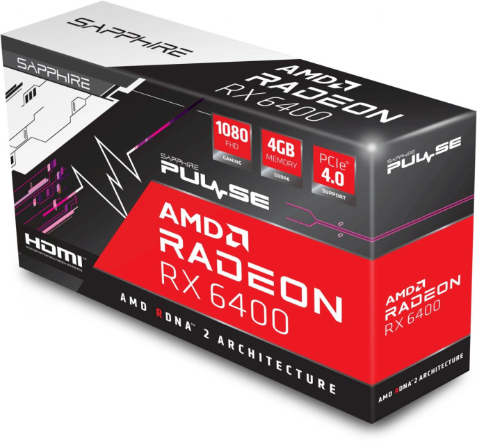 Видеокарта Sapphire PCI-E 4.0 11315-01-20G RX 6400 GAMING AMD Radeon RX 6400 4Gb 64bit GDDR6 2039/16000 HDMIx1 DPx1 HDCP Ret