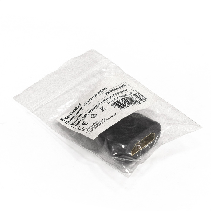 Переходник HDMI-miniHDMI ExeGate EX-HDMI-FMC (19F/19M, позолоченные контакты) EX284924RUS